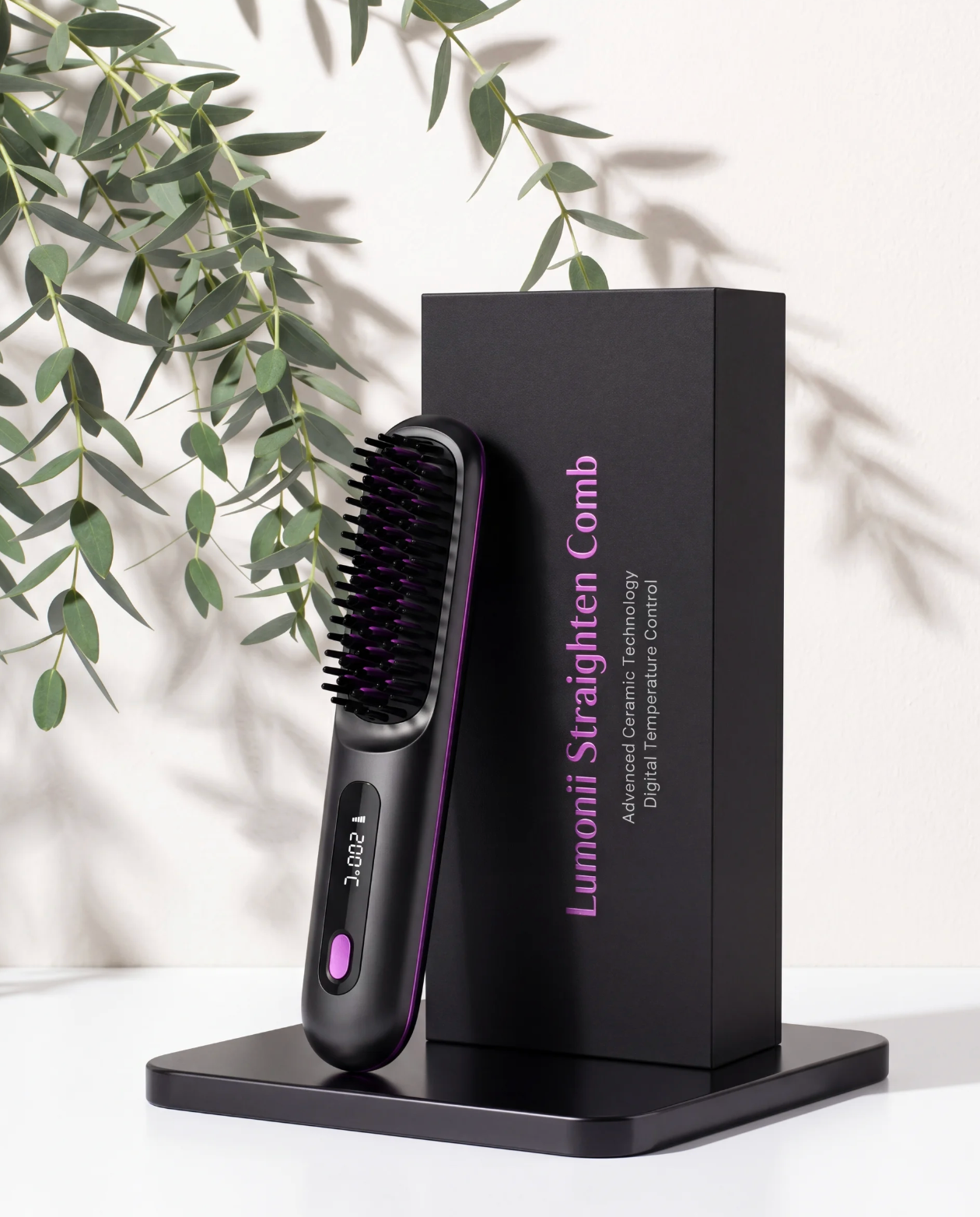 Cordless Hair Straightener Brush 3 Temperature Electric Negative Ions Ceramic Anti-Scald Heated Comb Hair Styling Tools